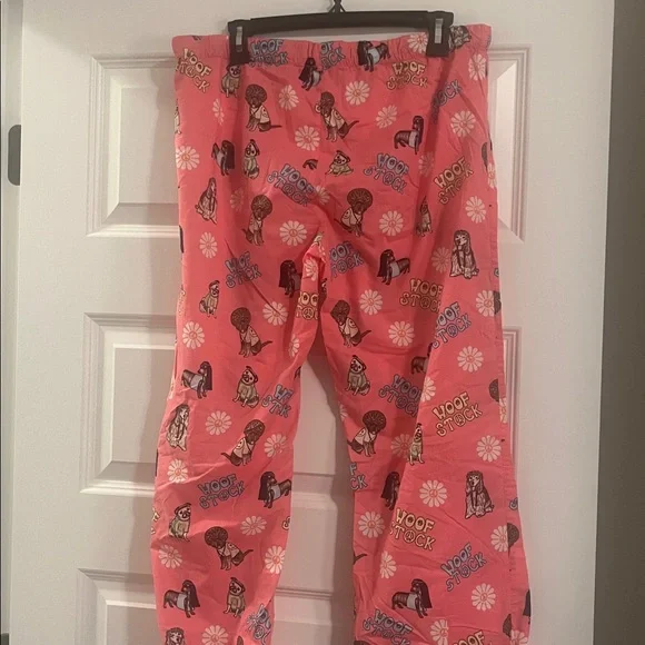 PJ Salvage Puppy pink Flowers Woof Stock pajama pants Pj L hippy groovy - Picture 4 of 6